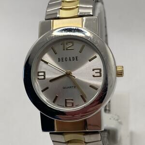 Womens Dcade Stretch Band Watch Gold Silver New Battery!